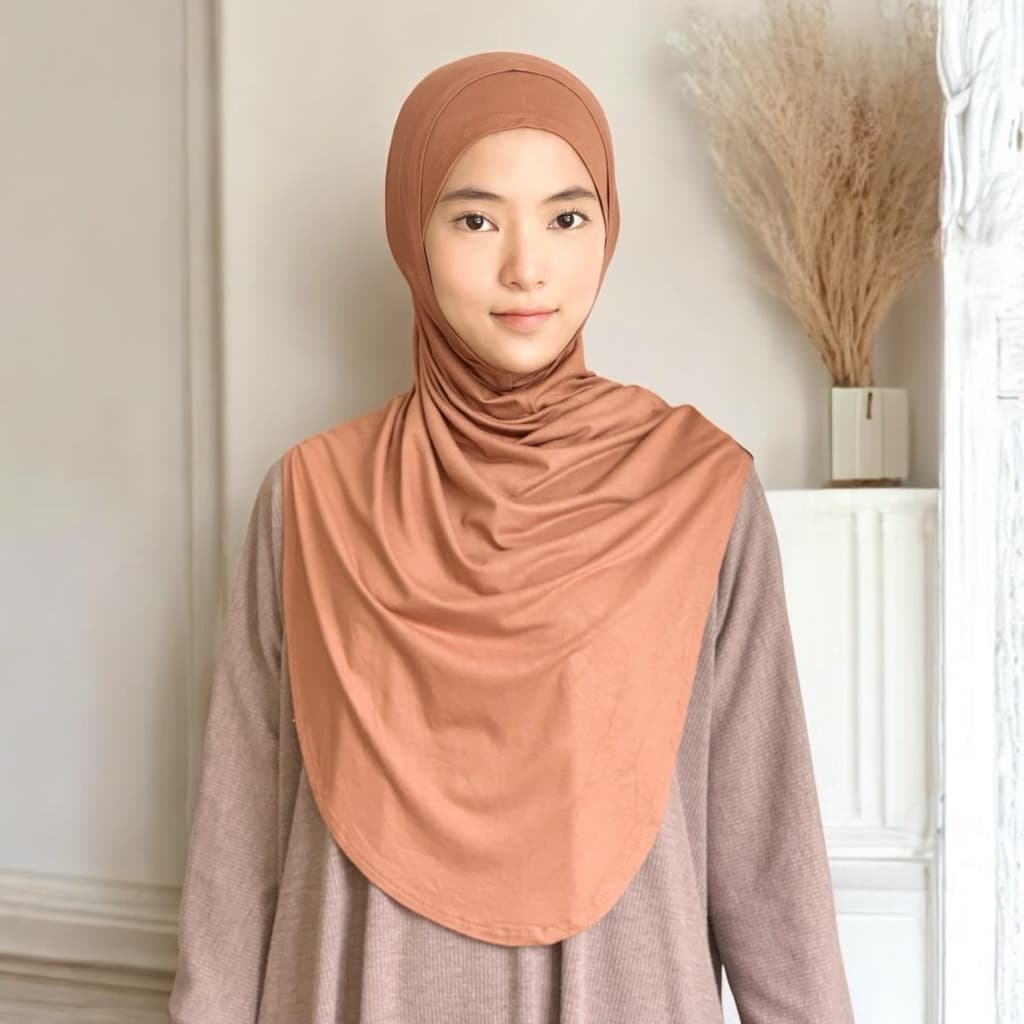 GLEASYM - Nafa ‘Tan’ Daily Hijab Instan Kaos Oval Syar’i Rayon Premium Super Adem