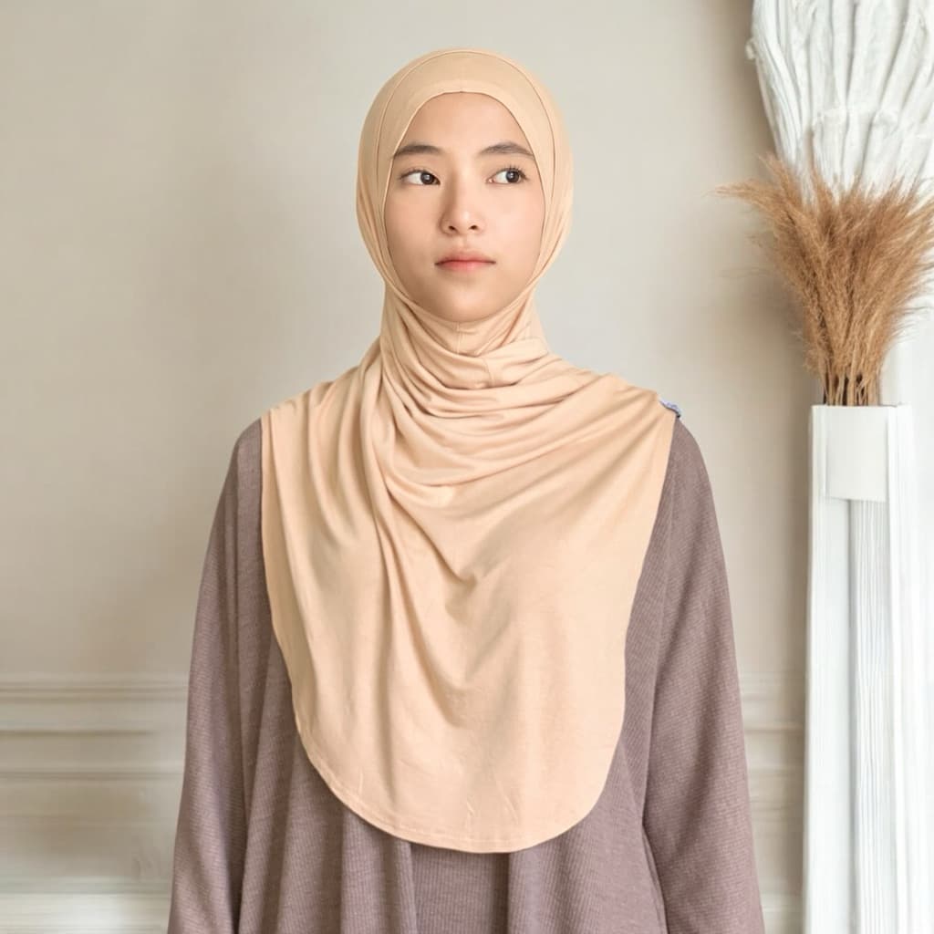 GLEASYM - Nafa ‘sand’ Daily Hijab Instan Kaos Oval Syar’i Rayon Premium Super Adem
